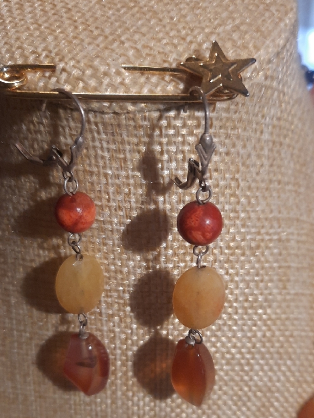 Handcrafted Orange Agate Necklace and Earrings Set - Picture 2 of 5